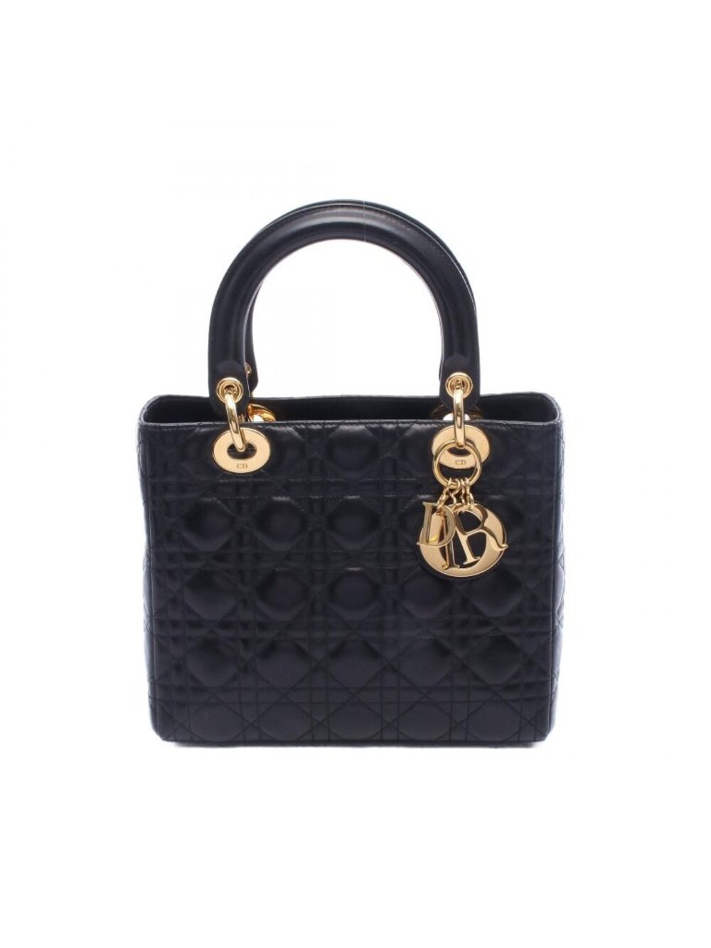 ★SOLD★ Dior Handbag Lady Dior Cannage Black Leather 2-Way Tote - Picture 1 of 6
